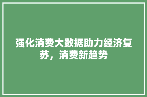 强化消费大数据助力经济复苏，消费新趋势  第1张