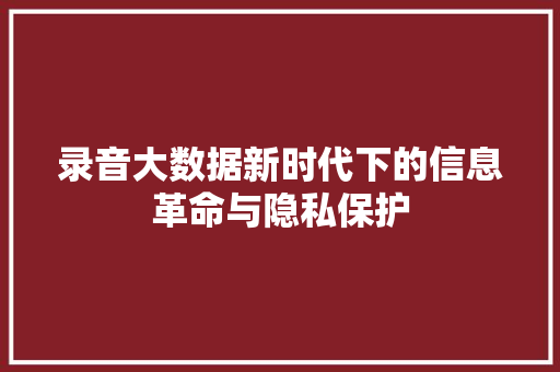 录音大数据新时代下的信息革命与隐私保护