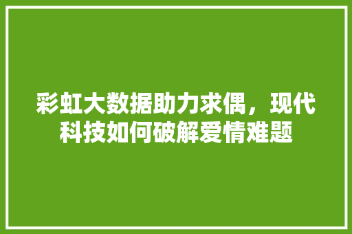 彩虹大数据助力求偶，现代科技如何破解爱情难题
