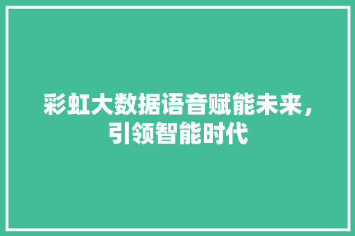 彩虹大数据语音赋能未来，引领智能时代