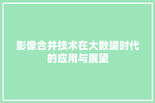 影像合并技术在大数据时代的应用与展望