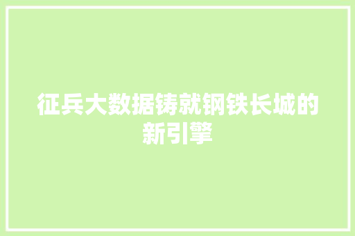 征兵大数据铸就钢铁长城的新引擎