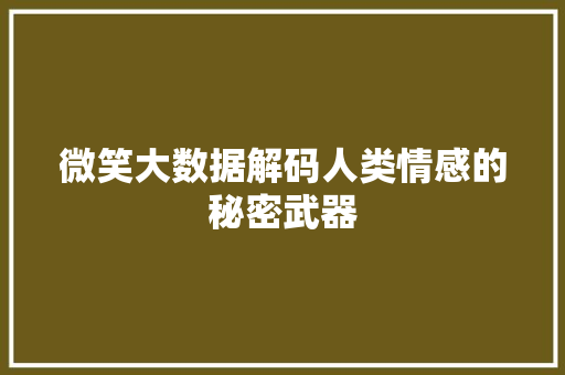 微笑大数据解码人类情感的秘密武器