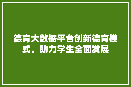 德育大数据平台创新德育模式，助力学生全面发展