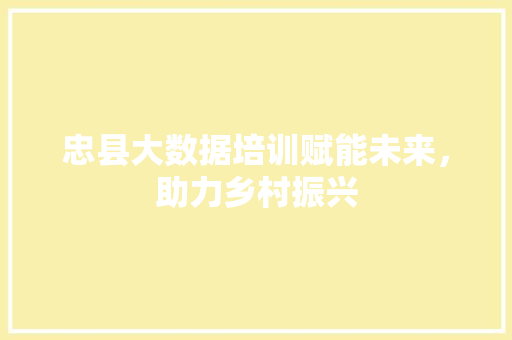 忠县大数据培训赋能未来，助力乡村振兴