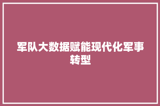 军队大数据赋能现代化军事转型