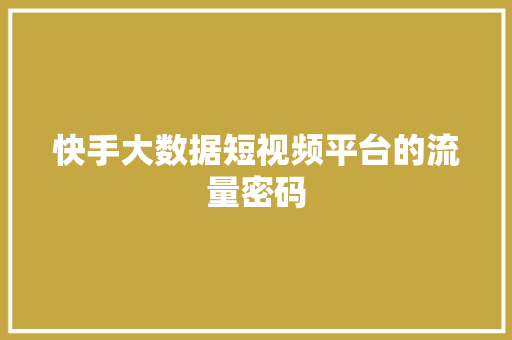 快手大数据短视频平台的流量密码  第1张