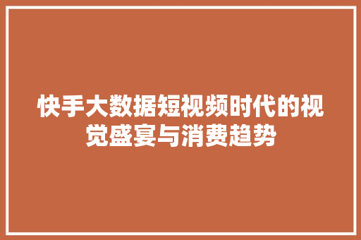 快手大数据短视频时代的视觉盛宴与消费趋势  第1张