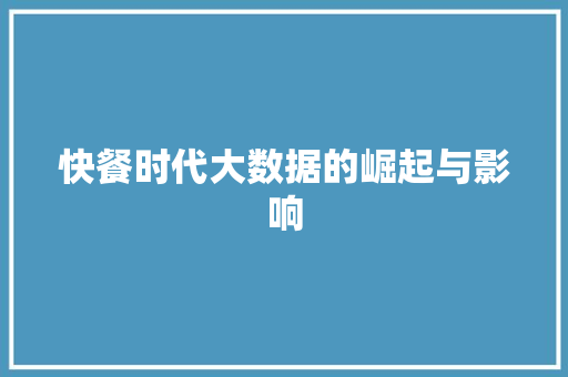 快餐时代大数据的崛起与影响