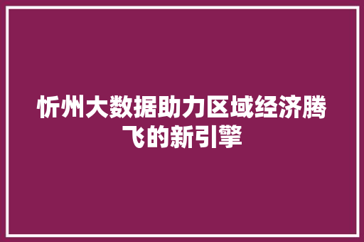 忻州大数据助力区域经济腾飞的新引擎