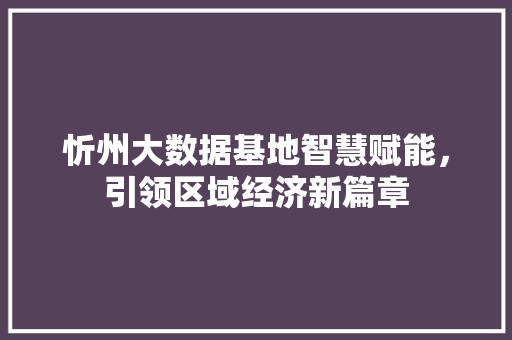 忻州大数据基地智慧赋能，引领区域经济新篇章  第1张