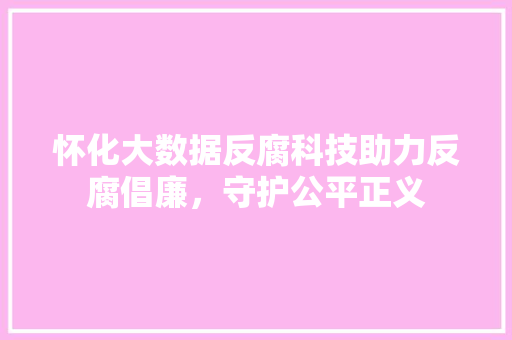 怀化大数据反腐科技助力反腐倡廉，守护公平正义