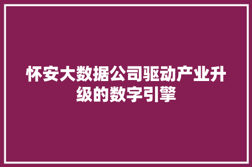 怀安大数据公司驱动产业升级的数字引擎
