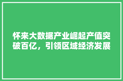 怀来大数据产业崛起产值突破百亿，引领区域经济发展新篇章