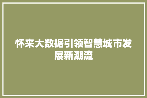 怀来大数据引领智慧城市发展新潮流