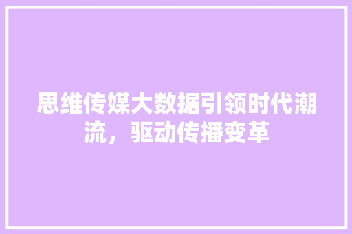 思维传媒大数据引领时代潮流，驱动传播变革