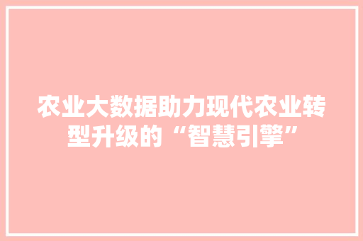 农业大数据助力现代农业转型升级的“智慧引擎”  第1张
