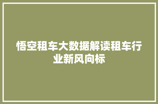 悟空租车大数据解读租车行业新风向标