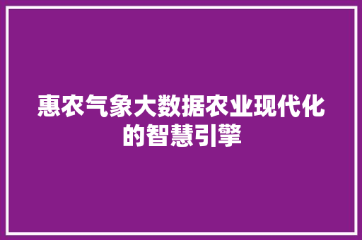 惠农气象大数据农业现代化的智慧引擎