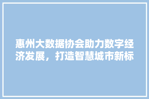 惠州大数据协会助力数字经济发展，打造智慧城市新标杆