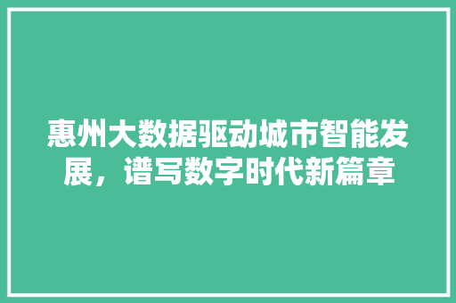 惠州大数据驱动城市智能发展，谱写数字时代新篇章  第1张