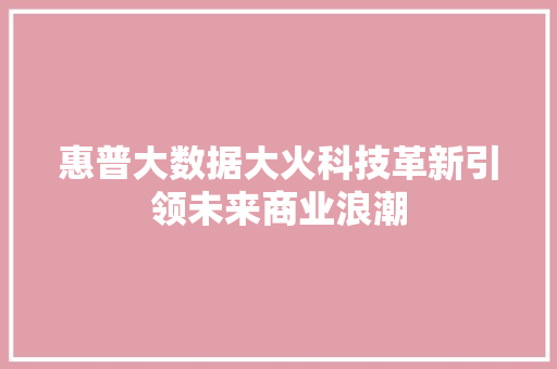 惠普大数据大火科技革新引领未来商业浪潮  第1张