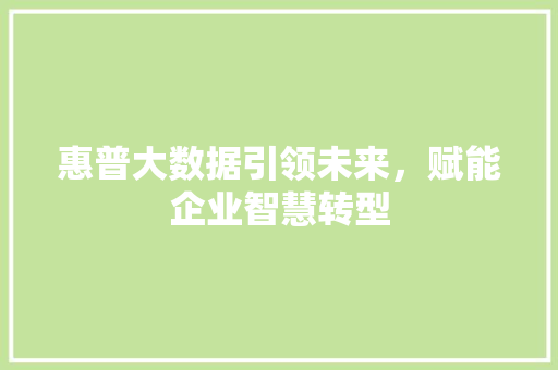 惠普大数据引领未来，赋能企业智慧转型  第1张