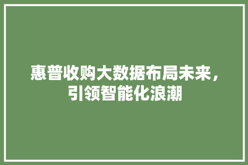 惠普收购大数据布局未来，引领智能化浪潮  第1张