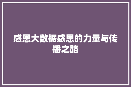 感恩大数据感恩的力量与传播之路  第1张