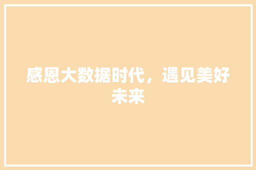感恩大数据时代，遇见美好未来  第1张