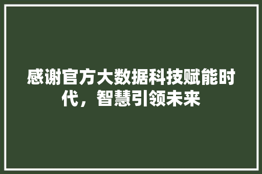 感谢官方大数据科技赋能时代，智慧引领未来