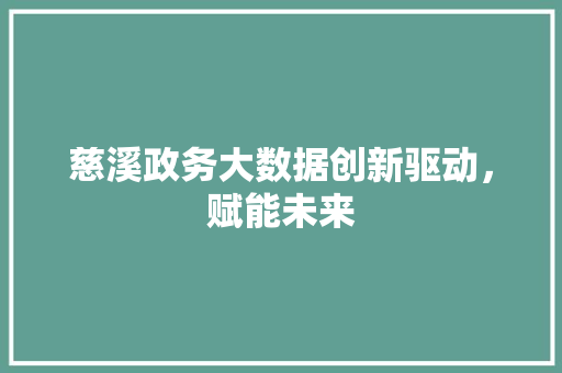 慈溪政务大数据创新驱动，赋能未来