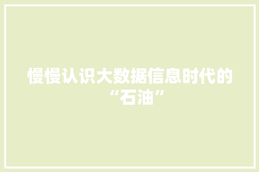 慢慢认识大数据信息时代的“石油”  第1张