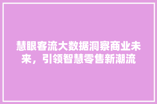 慧眼客流大数据洞察商业未来，引领智慧零售新潮流