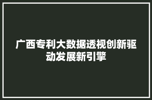 广西专利大数据透视创新驱动发展新引擎
