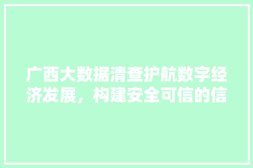 广西大数据清查护航数字经济发展，构建安全可信的信息环境  第1张
