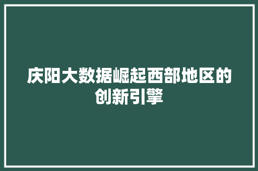 庆阳大数据崛起西部地区的创新引擎  第1张