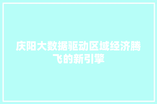 庆阳大数据驱动区域经济腾飞的新引擎