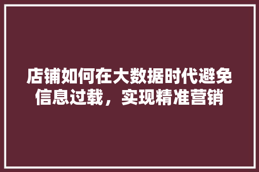 店铺如何在大数据时代避免信息过载，实现精准营销