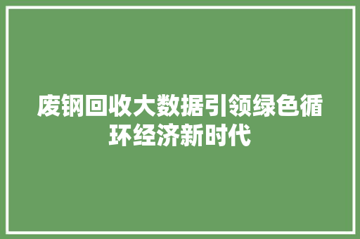 废钢回收大数据引领绿色循环经济新时代