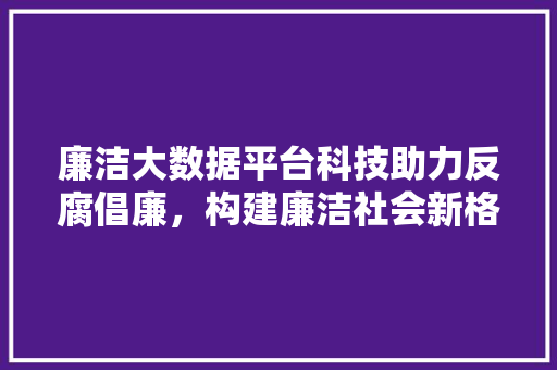 廉洁大数据平台科技助力反腐倡廉，构建廉洁社会新格局