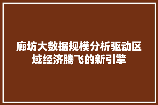 廊坊大数据规模分析驱动区域经济腾飞的新引擎  第1张