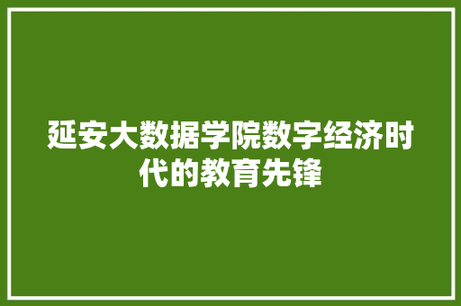 延安大数据学院数字经济时代的教育先锋  第1张