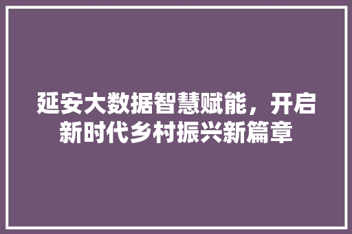 延安大数据智慧赋能，开启新时代乡村振兴新篇章  第1张