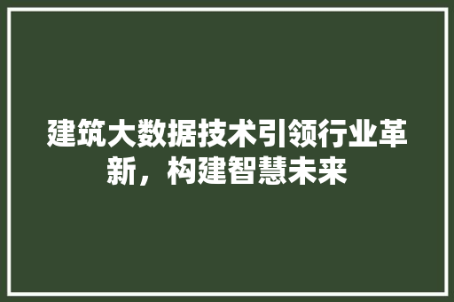 建筑大数据技术引领行业革新，构建智慧未来  第1张