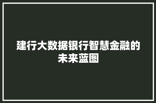 建行大数据银行智慧金融的未来蓝图