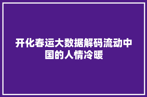 开化春运大数据解码流动中国的人情冷暖