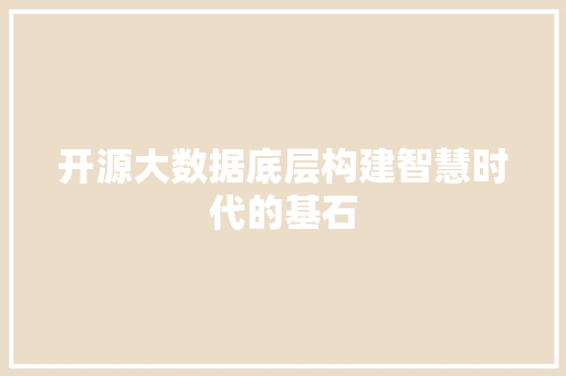 开源大数据底层构建智慧时代的基石  第1张