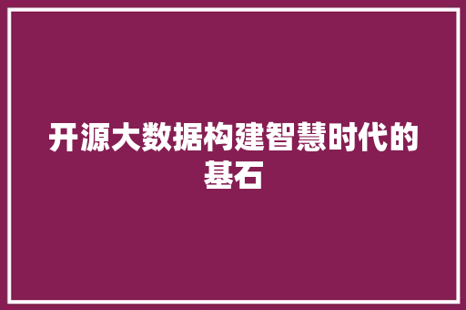 开源大数据构建智慧时代的基石  第1张