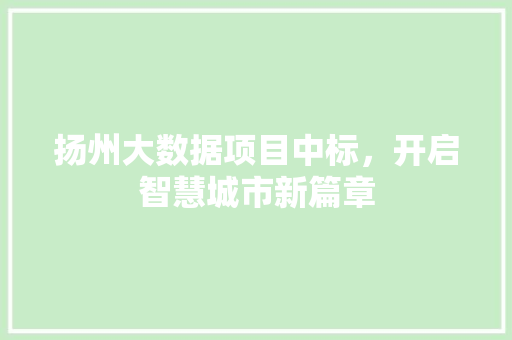 扬州大数据项目中标，开启智慧城市新篇章  第1张